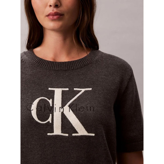 Calvin Klein Γυναικεία πλεκτή μπλούζα Monologo Cropped Jumper